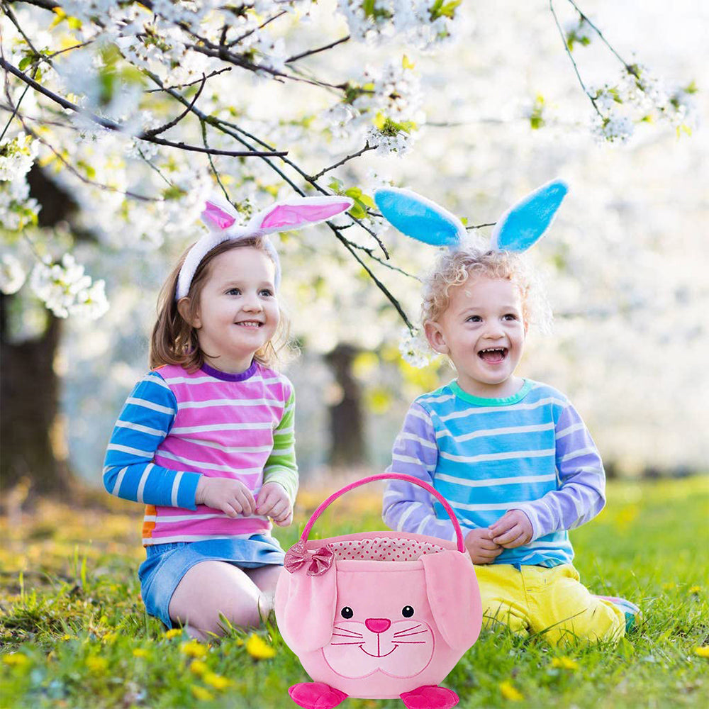 Movsou Easter Bunny Basket, Suitable for Girls and Boys Easter Party Gift Pink