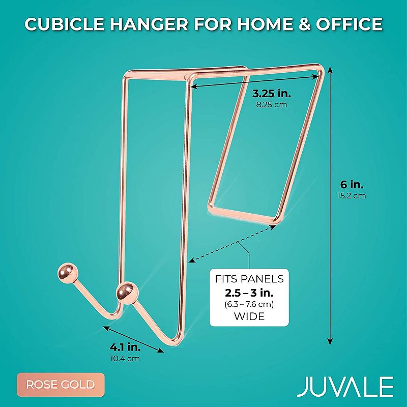 Rose Gold Cubicle Hanger for 2.5 to 3 Inch Thick Partitions (4.1 x 3.25 in)