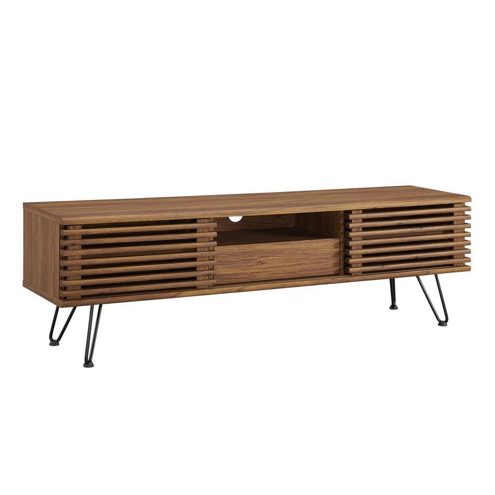 MODWAY Render 59 in. Walnut Media Console TV Stand Fits TV's up to 70 in. EEI-4587-WAL