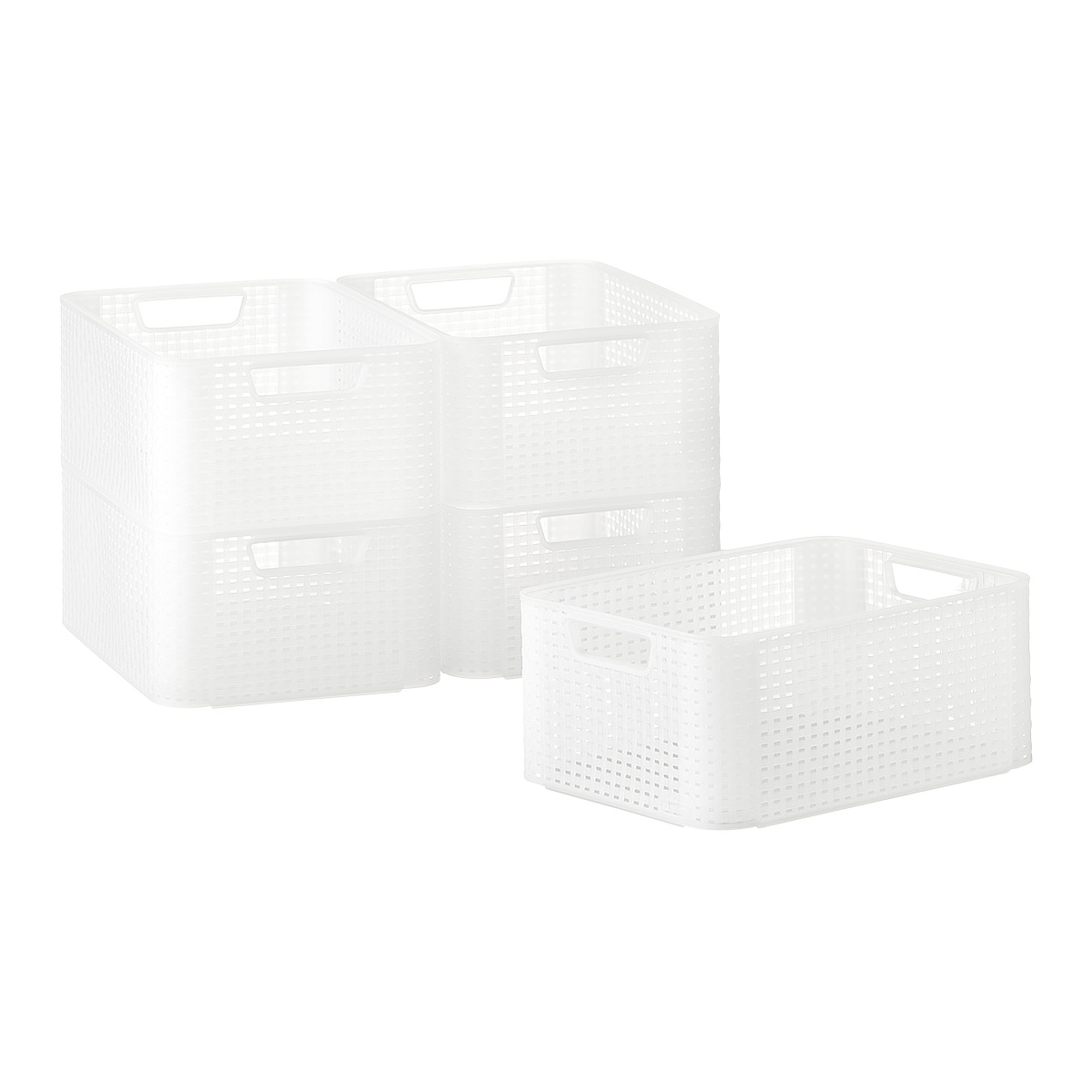 Curver White Basketweave Storage Bin with Handles