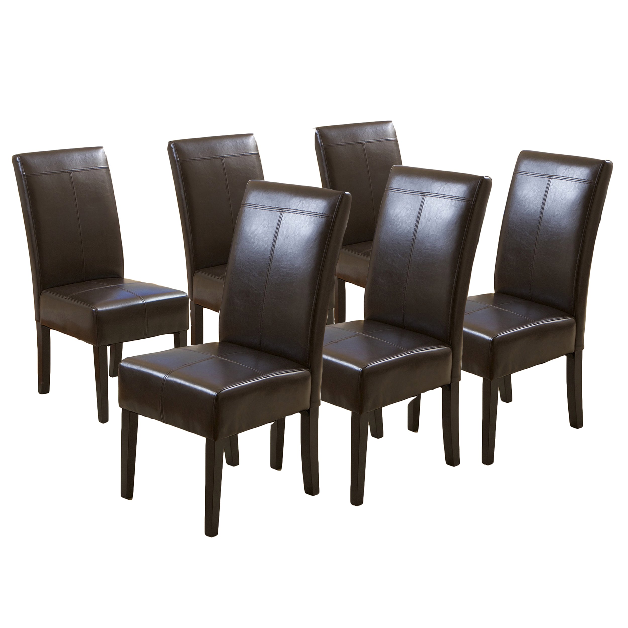 Percival T-stitched Leather Dining Chairs (Set of 6)