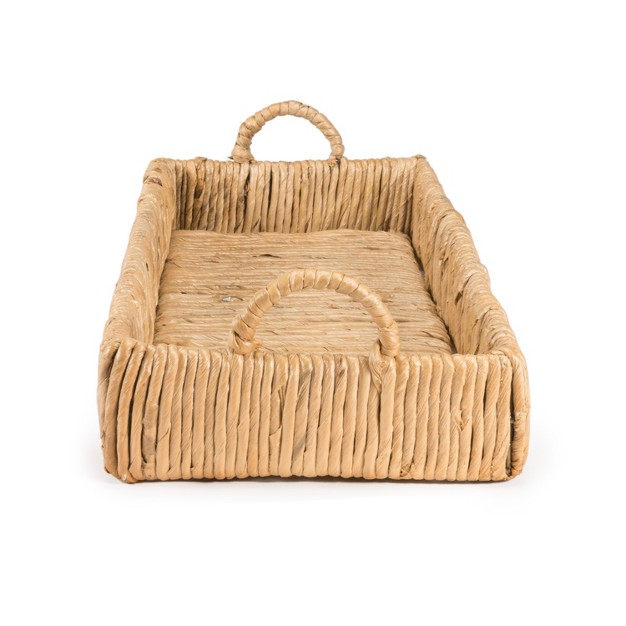 Traditional Southwestern Hand woven Abaca Tray With Handles Natural