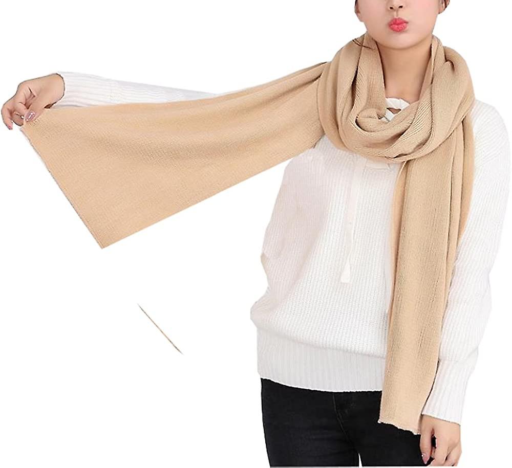 Women's Warm Long Shawl Winter Warm Large Scarf Pure Color Camel 2 -