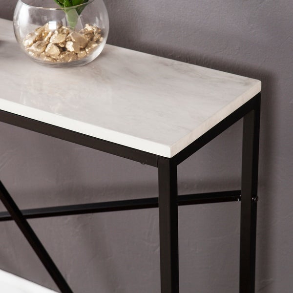 SEI Furniture Kerley Faux Marble Skinny Console Table - Matte Black