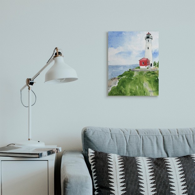 Stupell Industries Beach Cliff Lighthouse Ocean Overlook Landscape