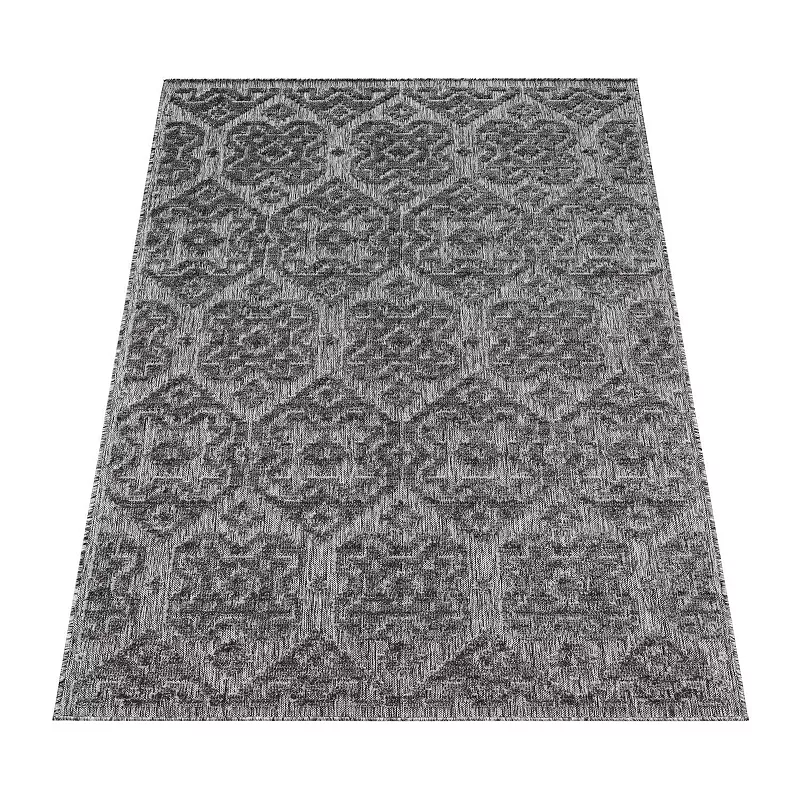 Stylish Outdoor Rug Marrakesh Diamond Pattern with High-Low Effect