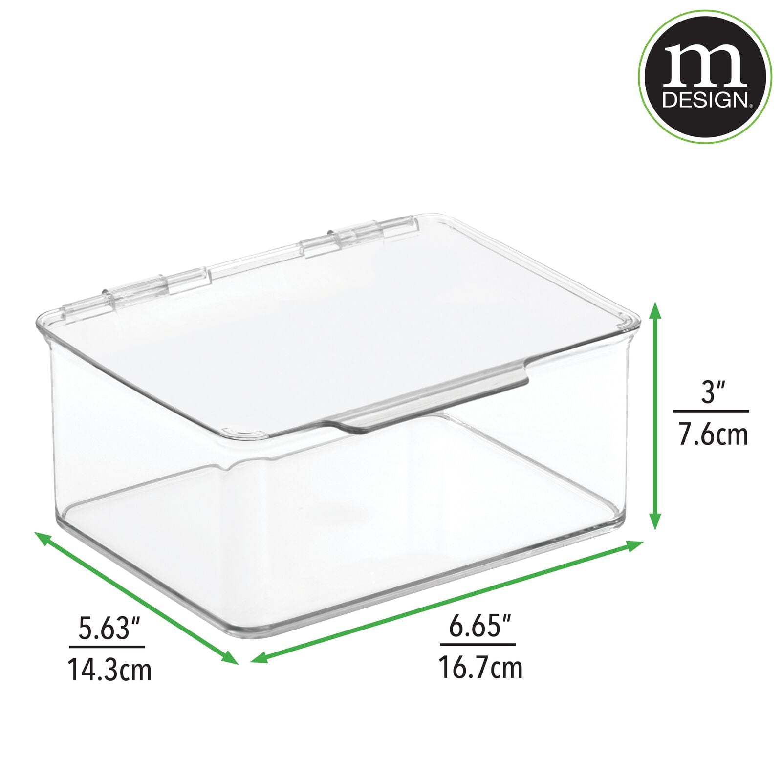 mDesign Small Plastic Stackable Kitchen Storage Box, Food Safe, 4 Pack - Clear