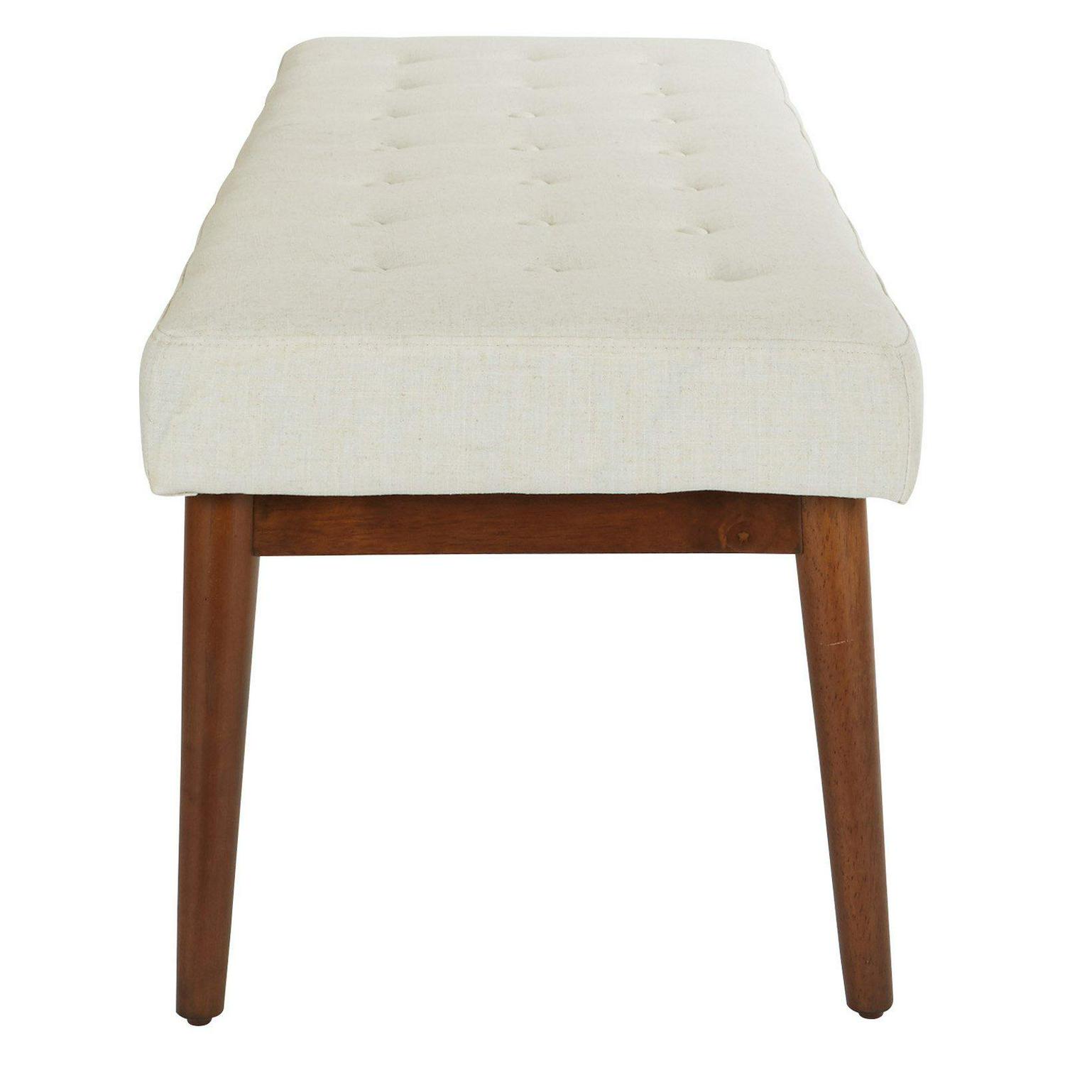 OSP Home Furnishings West Park Bench in Linen Fabric with Coffee Finished Legs