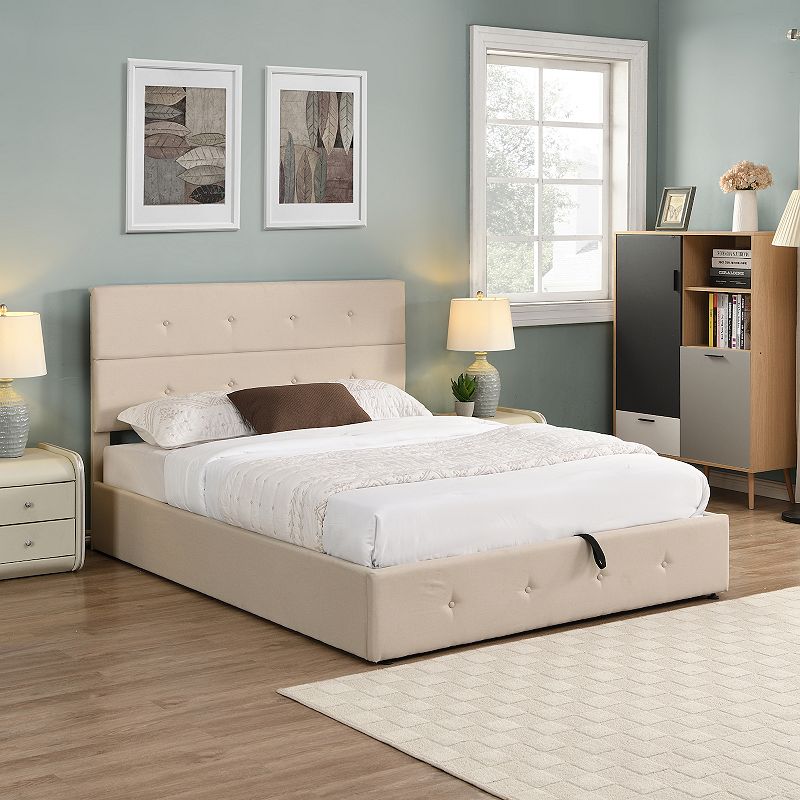 Merax Upholstered Platform Bed With Underneath Storage