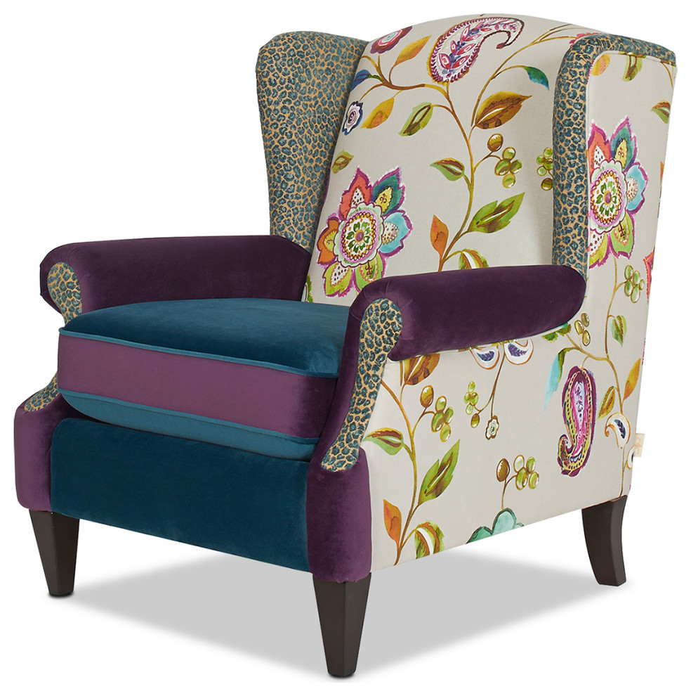 Anya Boho Chic Wingback Accent Arm Chair  Floral  ampLeopard   Contemporary   Armchairs And Accent Chairs   by Jennifer Taylor Home  Houzz