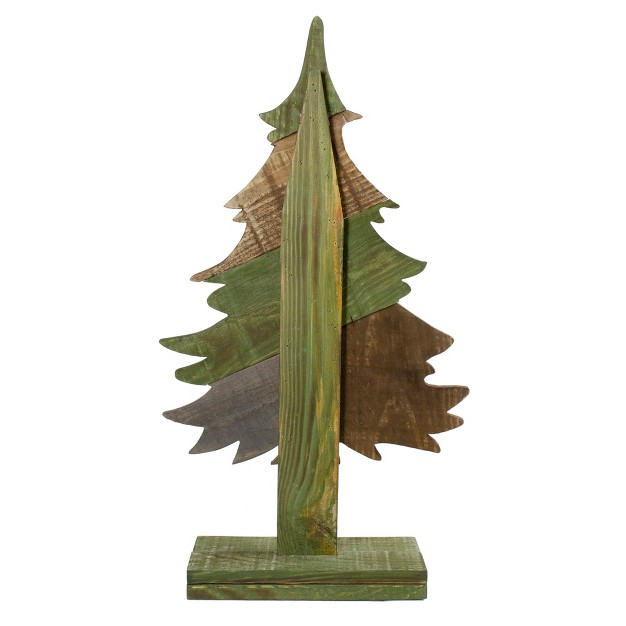 Green And Brown Textured Wood Tabletop Christmas Tree