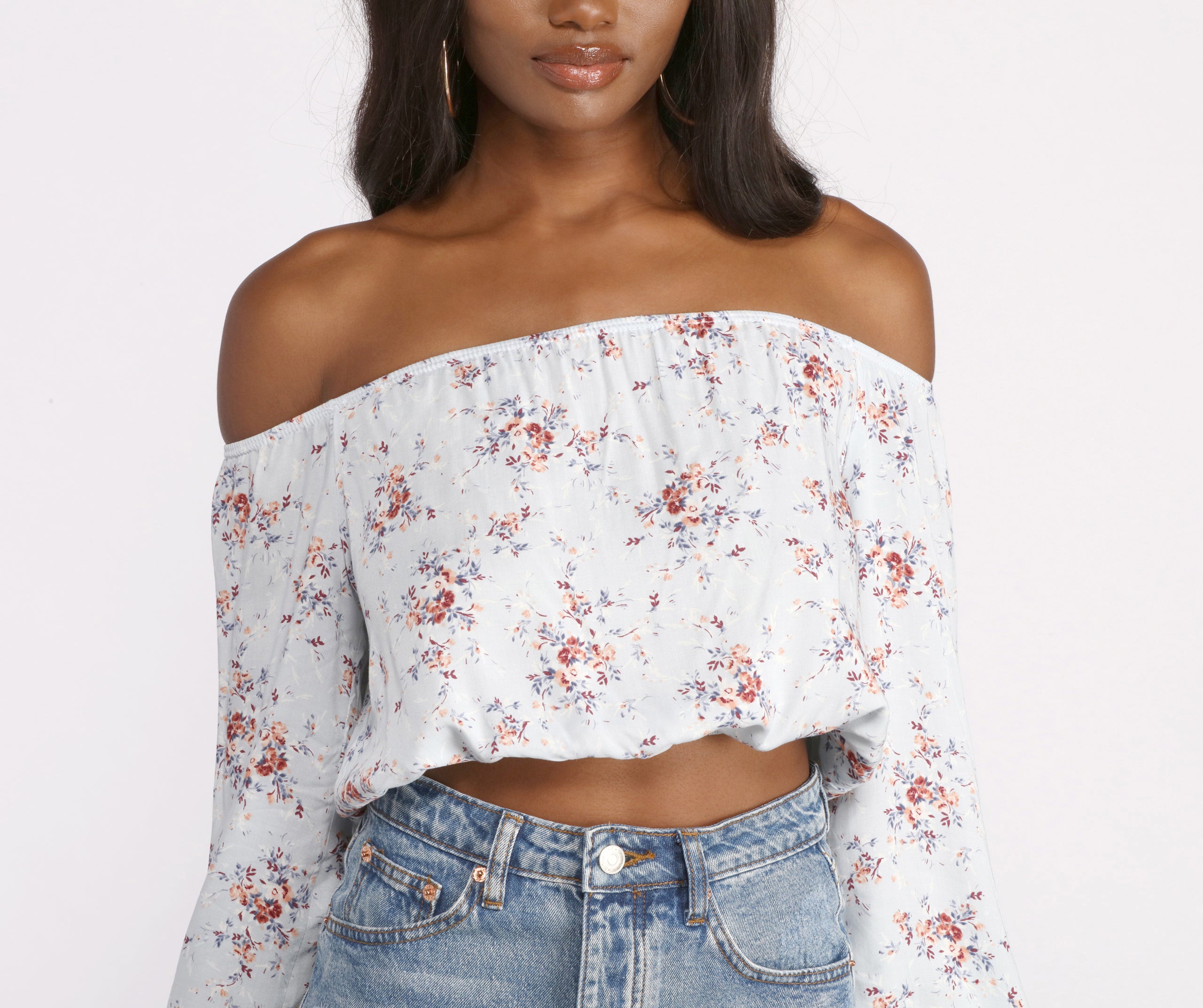 Floral Off The Shoulder Crop Top