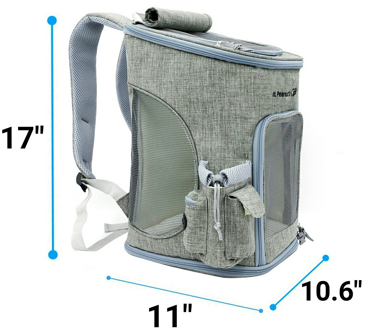 Mr. Peanut's Airline Approved Backpack Pet Carrier， Gray