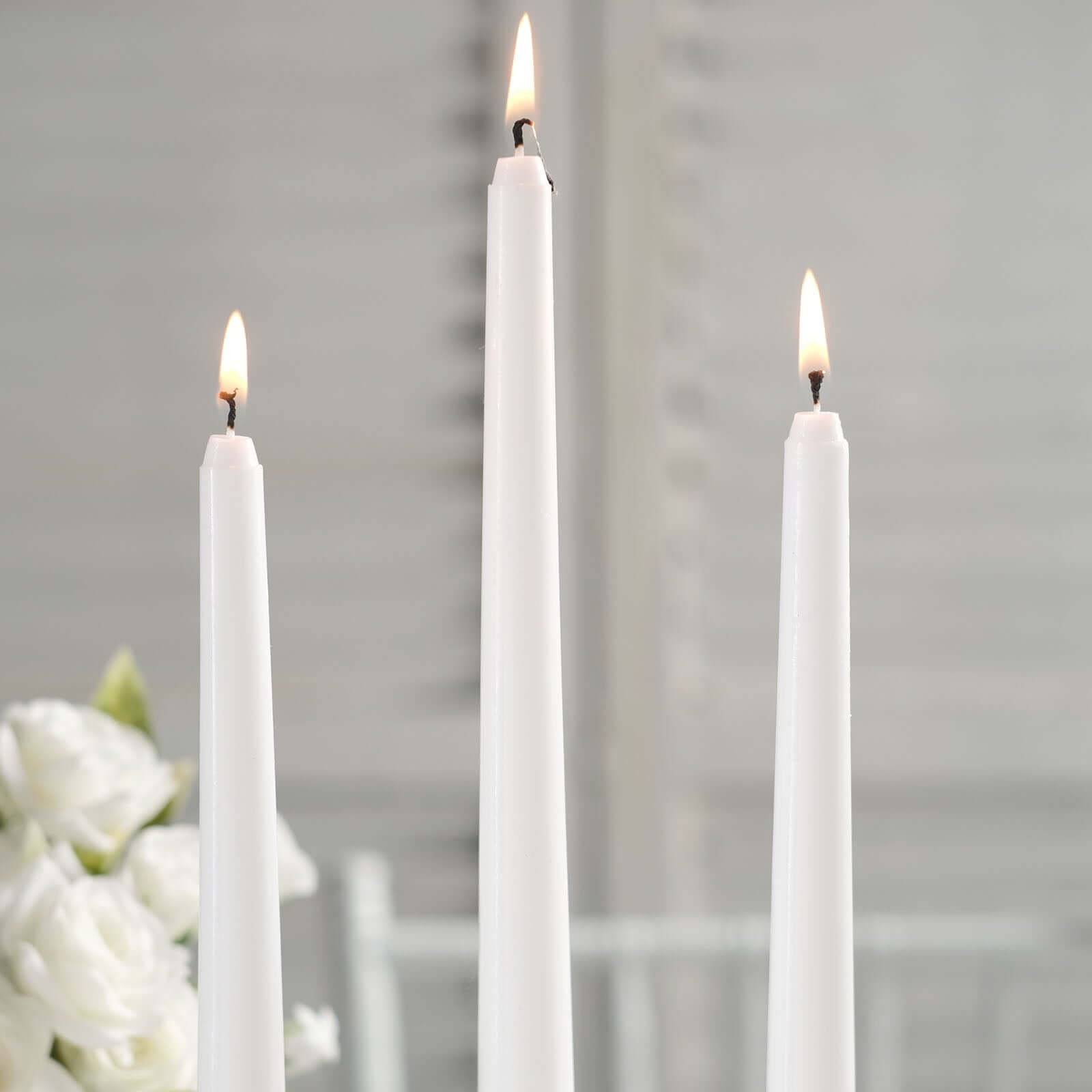 12 Pack White Premium Wax Taper Candles, Unscented Candles 10