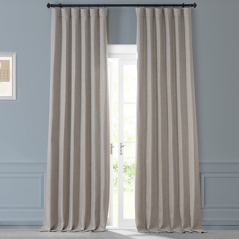 EFF Monochromatic Faux Linen Room Darkening 2-pack Window Curtain Set