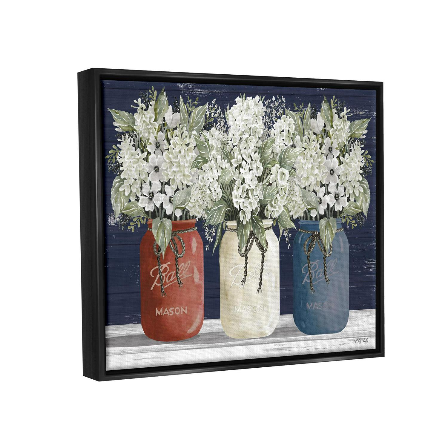 Stupell Industries Americana Floral Bouquets Rustic Flowers Country Pride Jet Black Framed Floating Canvas Wall Art 1621520 by Cindy Jacobs  Crowdfused