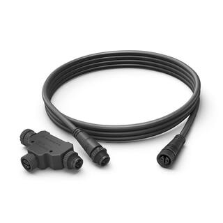 Philips Hue 8 ft. Outdoor Low Voltage Black Cable Extension and T-Part (1-Pack) 1748930VN