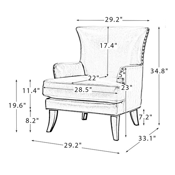 Anatole Modern Leather Wingback Arm Chair with Nailhead Trim by HULALA HOME