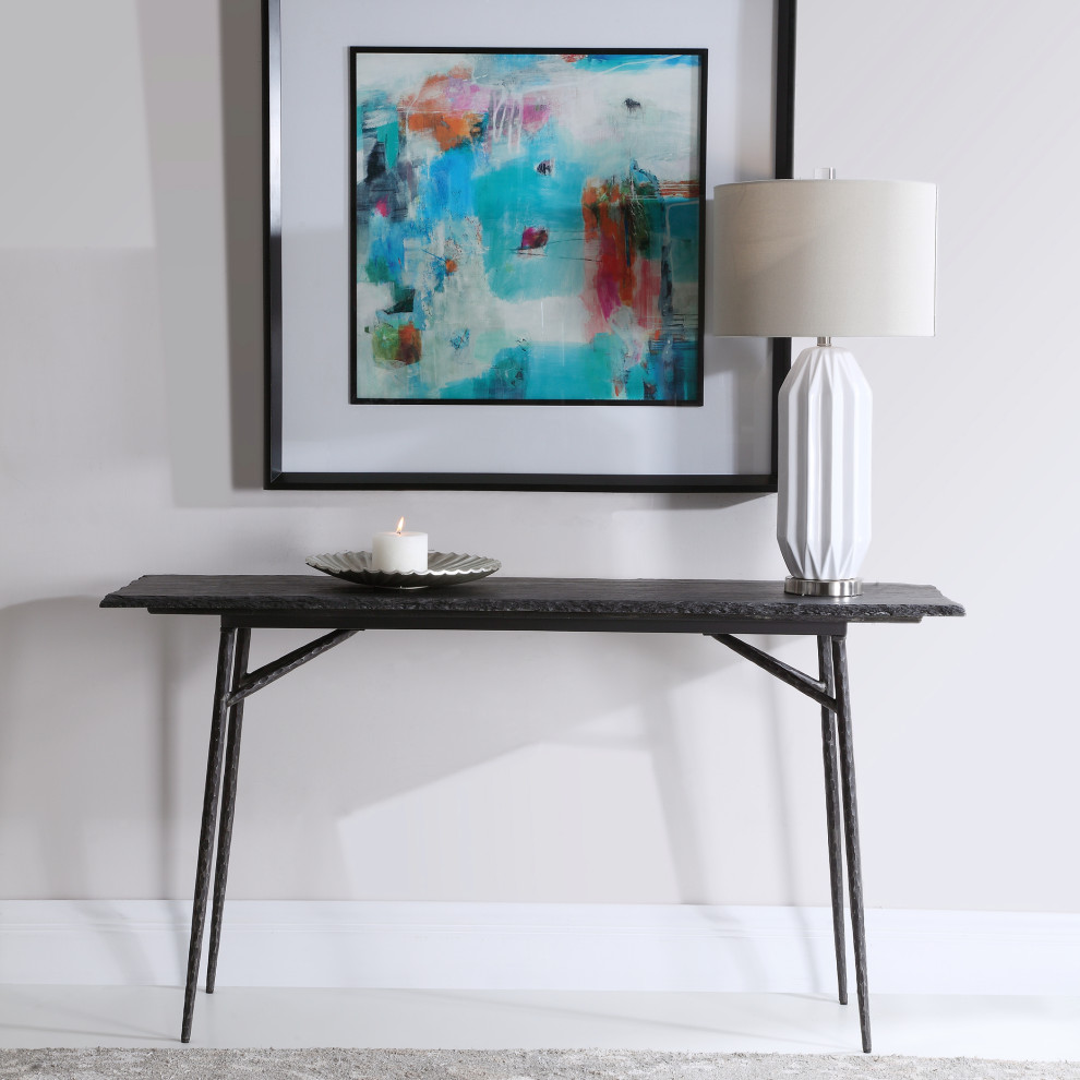 Uttermost Kaduna Slate Console Table   Midcentury   Console Tables   by HedgeApple  Houzz