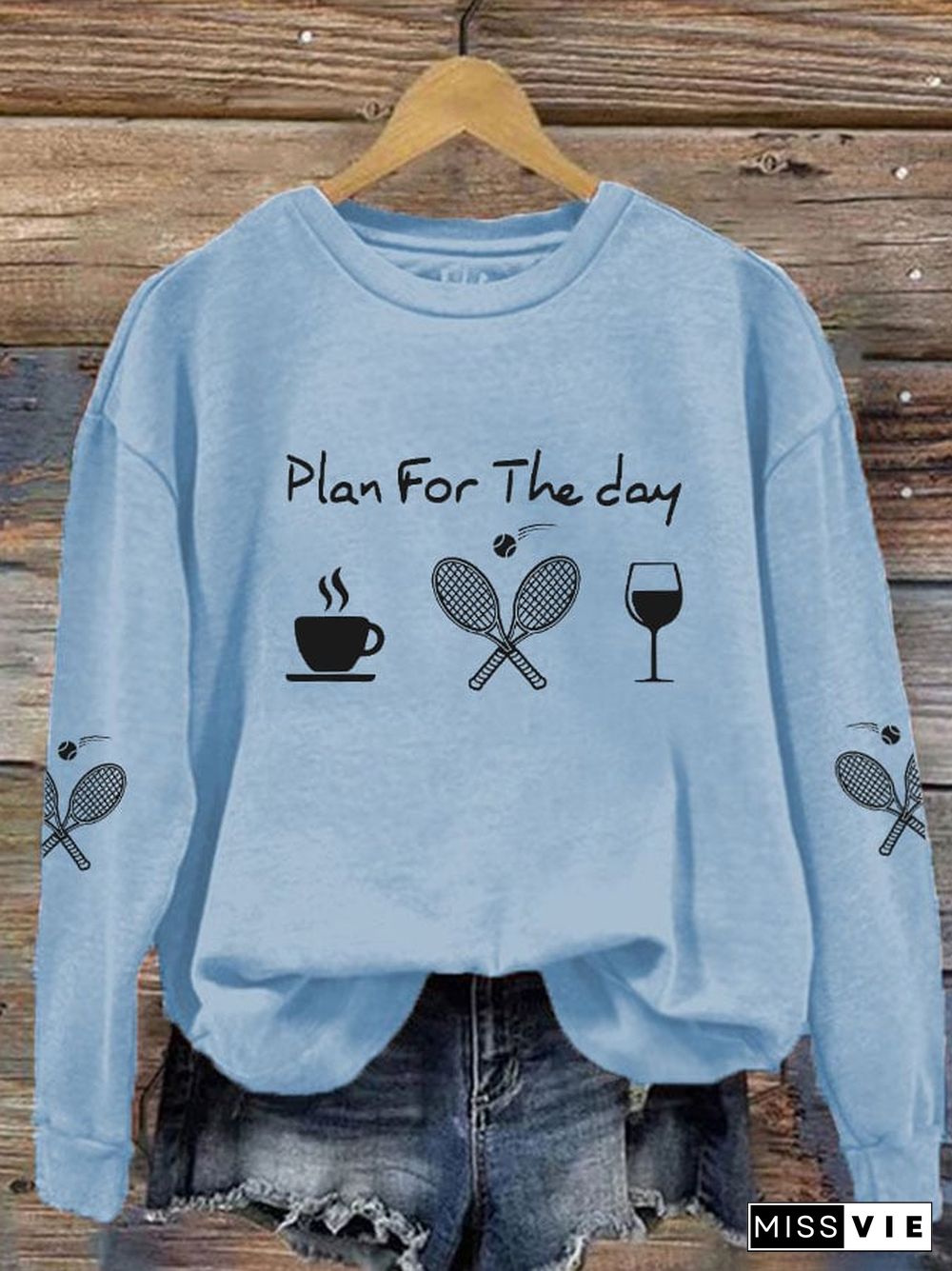 women's plan for the day tennis sweatshirt