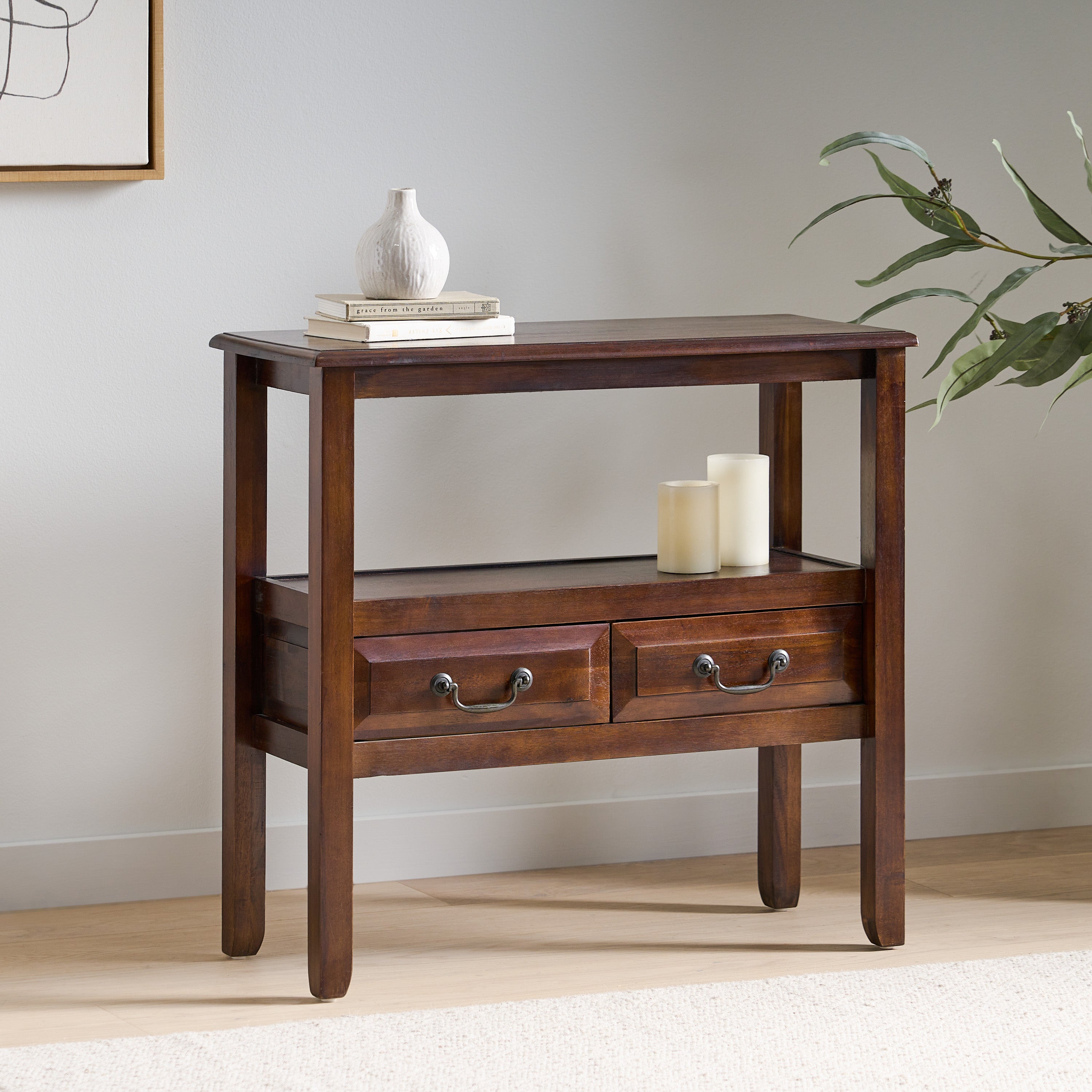 Noah Brown Mahogany Wood Accent Table