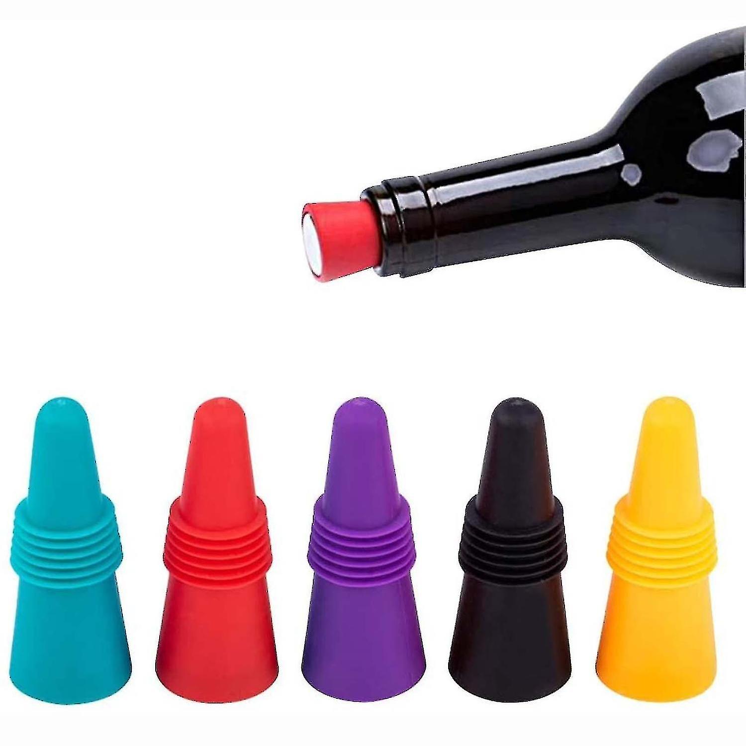 5pcs Reusable Silicone Wine Bottle Stopper Beverage Bottle Stopper Wine Stopper