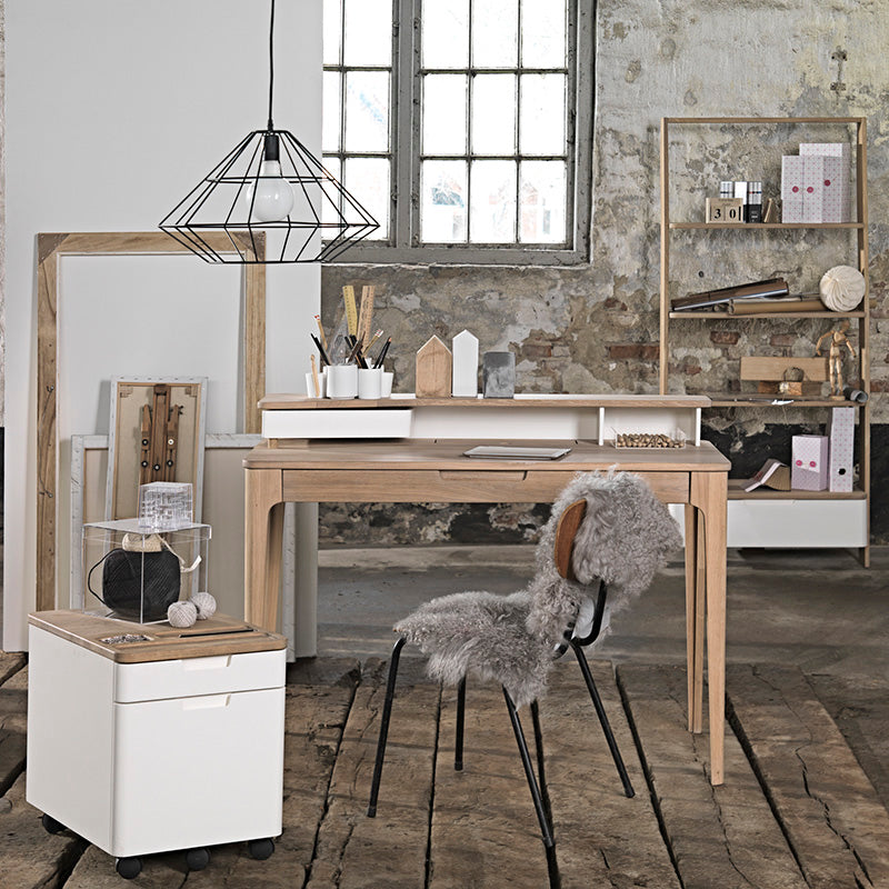 SIENNA Study Desk 120cm -  Natural & White