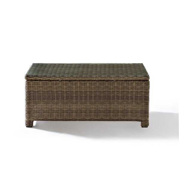 Crosley Bradenton Brown Wicker Glass Top Outdoor Table