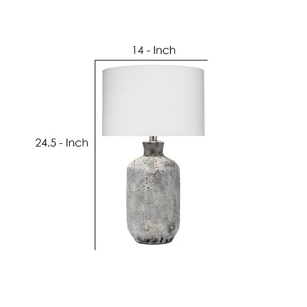 Ceramic Table Lamp with Textured Finish， White and Gray