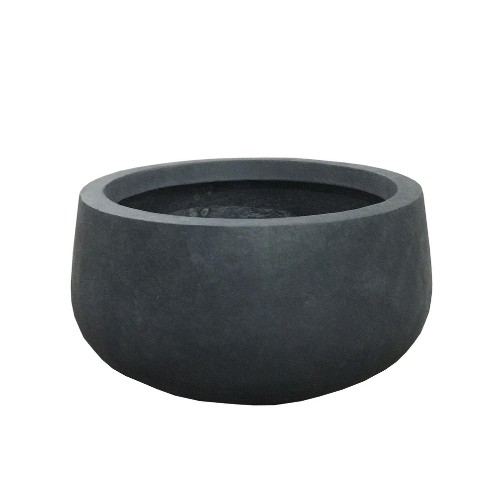 Kante Lightweight Concrete Outdoor Round Bowl Planter  Small  8 Inch Tall