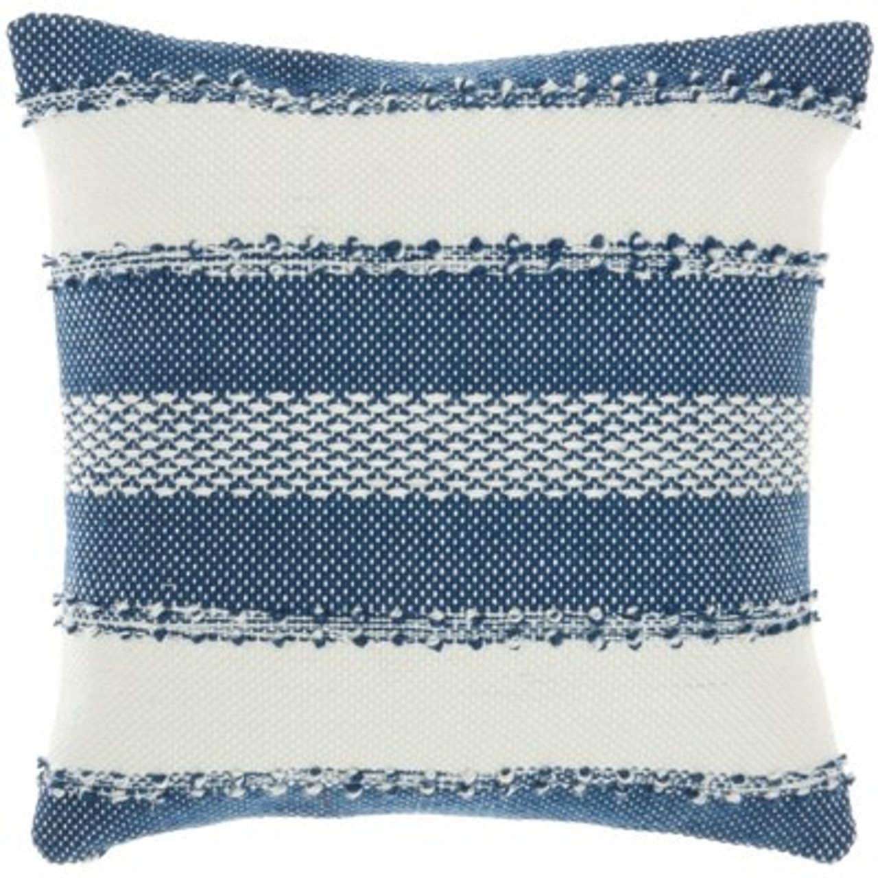 18x18 Woven Striped and Dots Indoor/Outdoor Square Throw Pillow Navy - Mina Victory