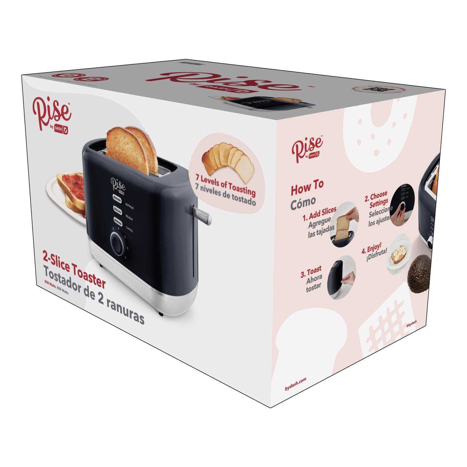 Rise by Dash Plastic Black 2 slot Toaster 7.4 in. H X 7.2 in. W X 11.1 in. D