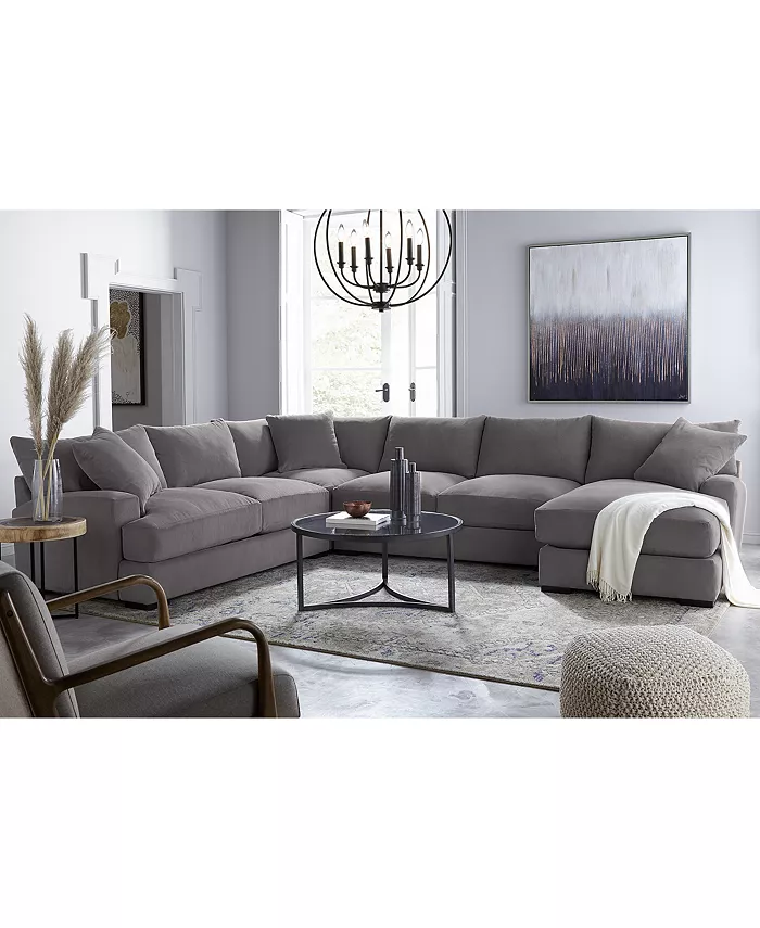 Furniture Rhyder 5-Pc. Fabric Sectional Sofa with Apartment Sofa