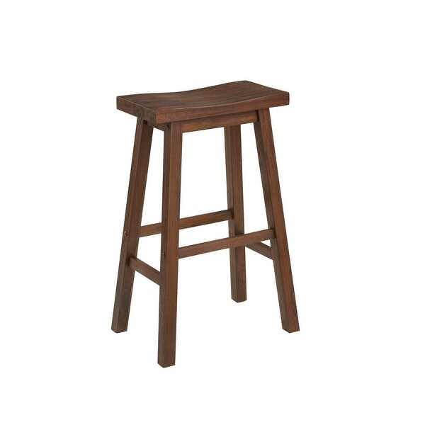 Saddle Design Wooden Barstool with Grain Details， Brown