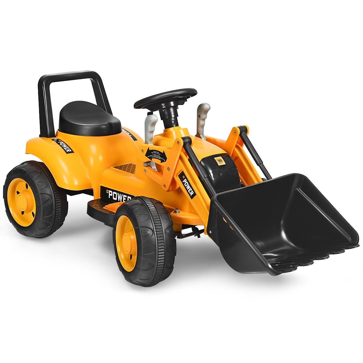 Costzon Kids Ride On Excavator, 6V Battery Powered Construction Tractor w/ Horn, Controllable Digging Bucket