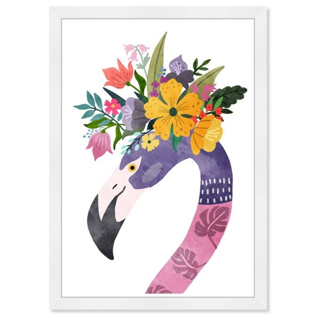 X 21 quot Floral Flamingo Animals Framed Wall Art Print Purple Wynwood Studio