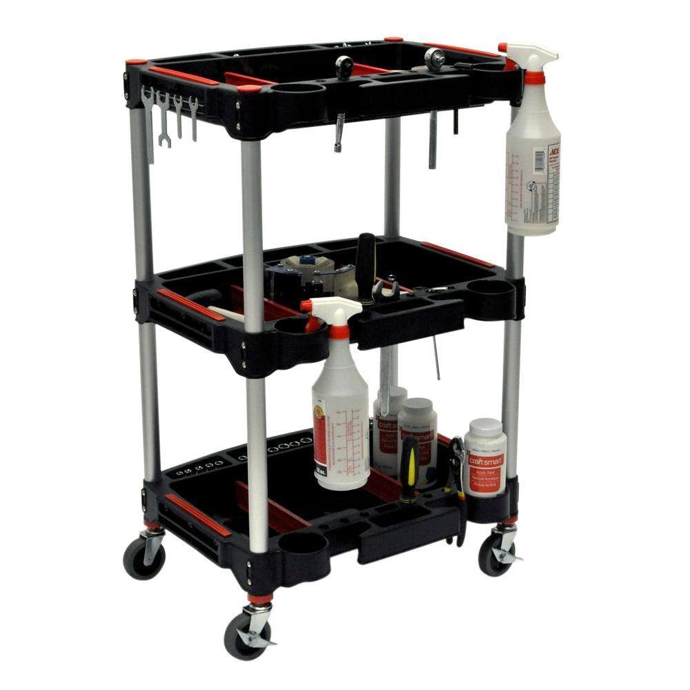 Luxor 22.75 in. W x 18 in. D x 32 in. H Multipurpose Utility Cart BlackRed MC-3