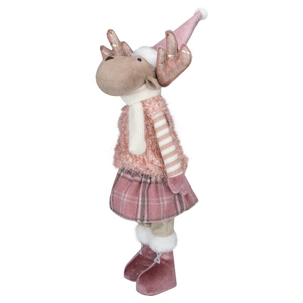 Standing Girl Moose Christmas Figurine