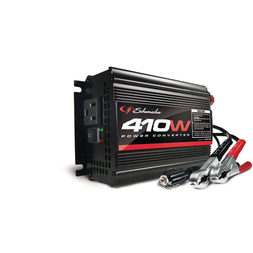 Schumacher Electric 400-Watt Power Inverter with Battery Clamps and 12-Volt Male Adapter Plug XI41B