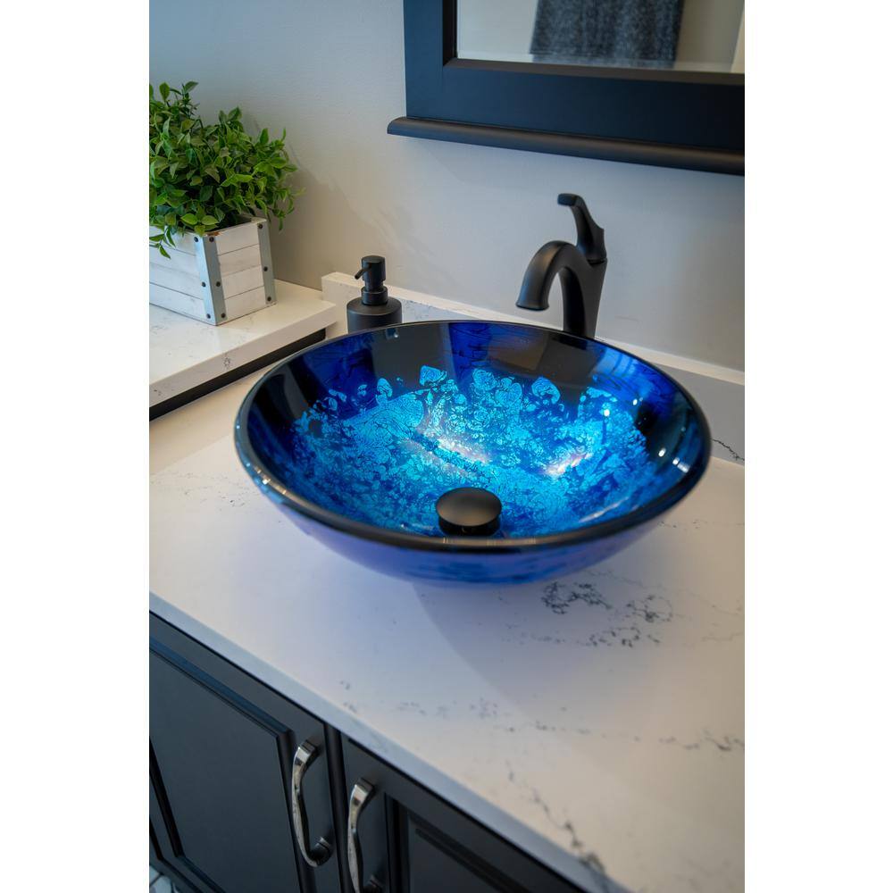 Eden Bath Vibrant Blue Foil Glass Vessel Sink EB_GS63