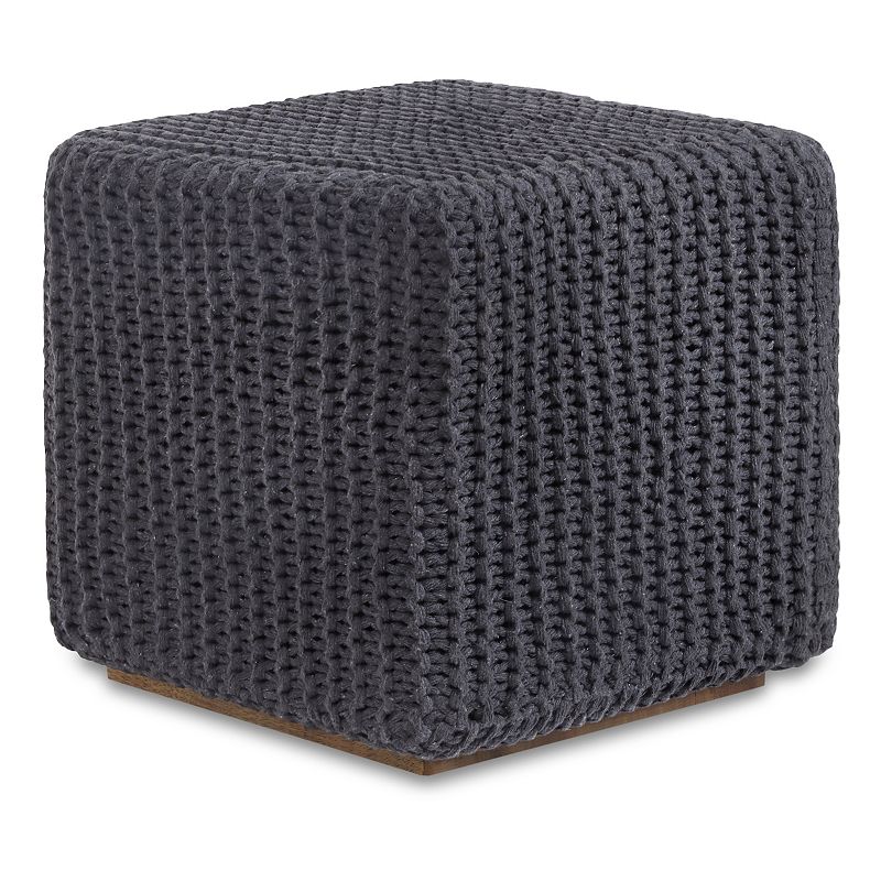 Joana Pouf Hand Knitted， Wooden Tray