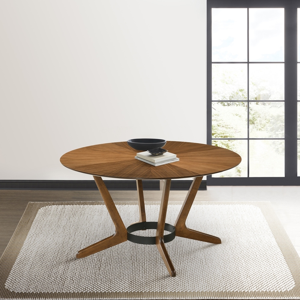 Santana Mid Century Modern Round Wood Dining Table