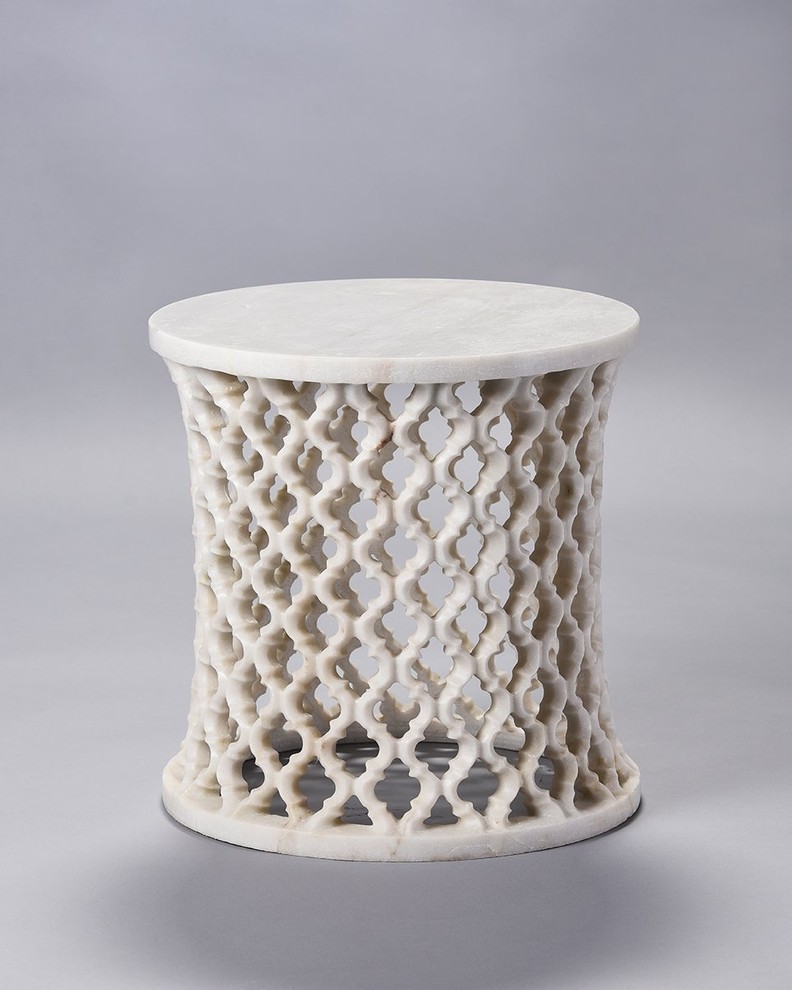 Marble Round Jali Table   Mediterranean   Side Tables And End Tables   by Mantra Furnishings  Houzz