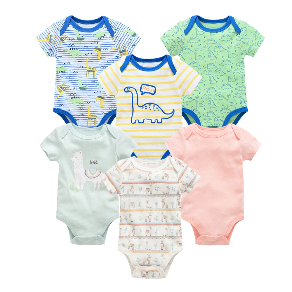 Kavkas Baby Girls Bodysuits 6 pcs/lot Summer Cotton Baby Clothes Short Sleeve Newborn body bebe 0-3 months Infant Clothing