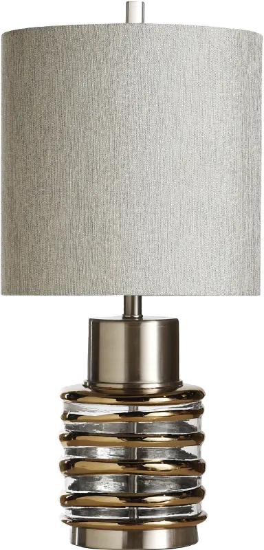 27 Inch Silver， Bronze and Glass Transitional Table Lamp