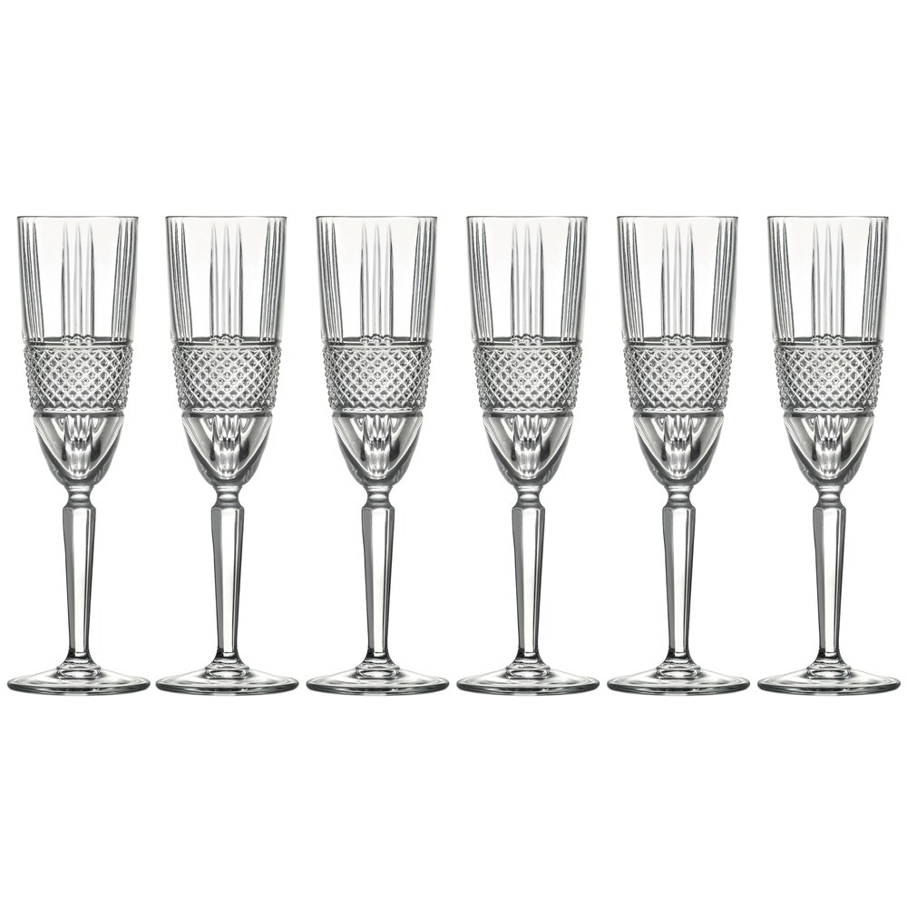 Majestic Gifts Inc. European Set/6 Glass Designed Flute  6 oz.