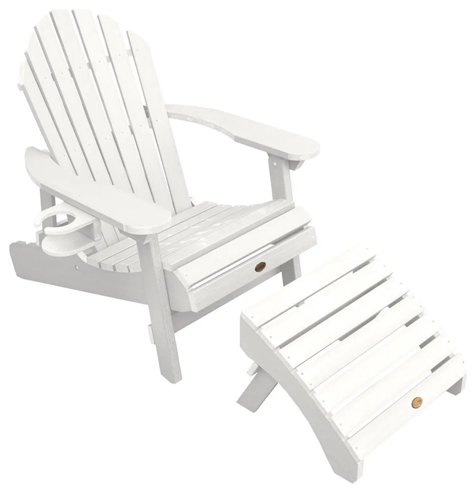 Patio Adirondack Chair  ampCurved Footrest  Weatherproof Plastic   Beach Style   Adirondack Chairs   by Decor Love  Houzz