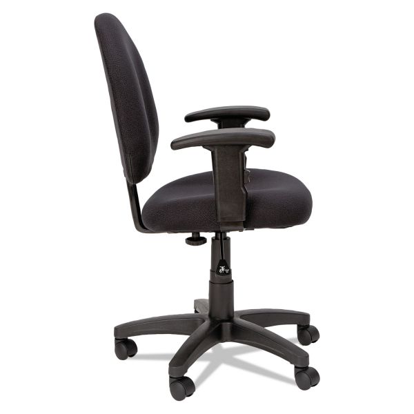 Alera Essentia Series Swivel Task Chair with Adjustable Arms， Supports up to 250 lbs.， Black Seat/Black Back， Black Base