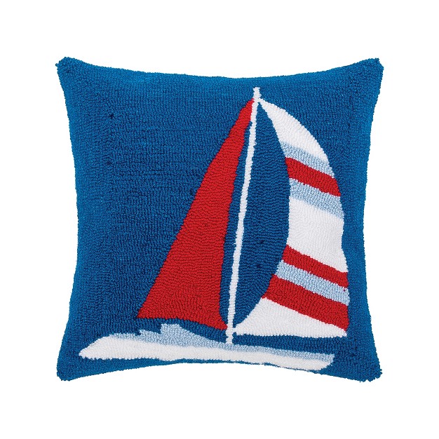 X 18 quot Sailboat Hooked Throw Pillow