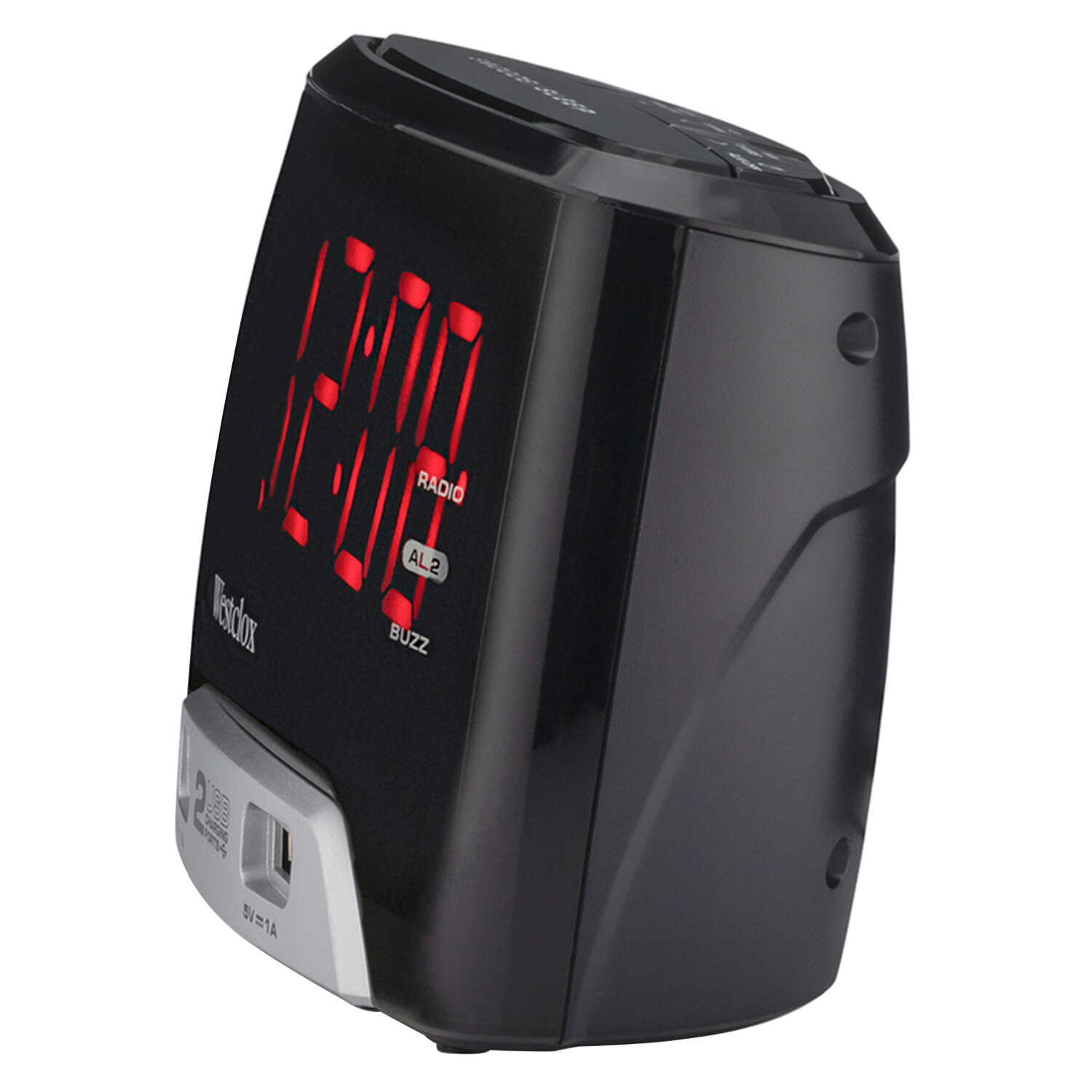 Westclox 1.4 in. Black USB Clock Radio Digital Plug-In